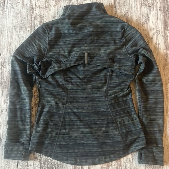 Lululemon Define Jacket Cyber Stripe Gator Green Black Size 10 - Picture 8 of 10